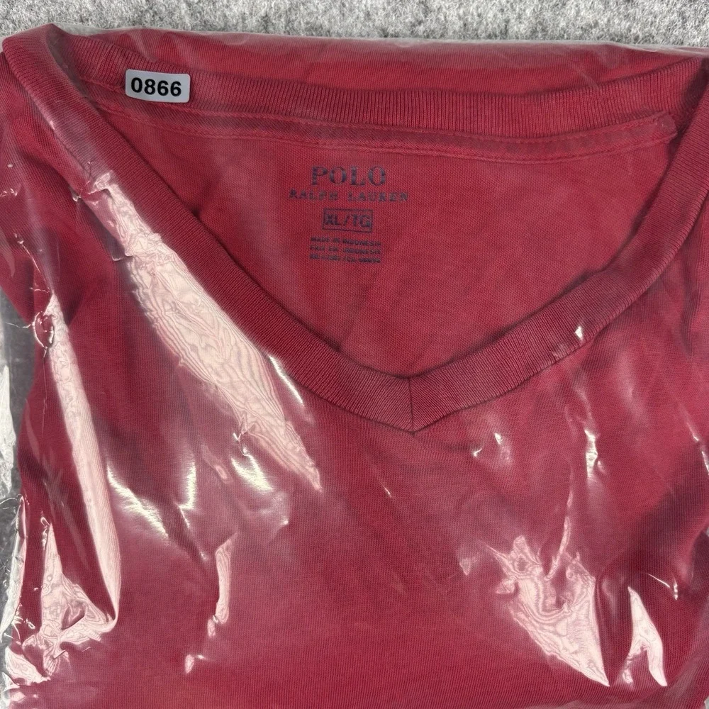 Polo Ralph Lauren V Neck Shirt Mens Xl‎ Red Short Sleeve Pony Logo Classic Fit